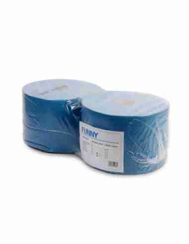 Putzpapierrollen, 2 lagig, blau, circa 22 cm, 1000 Blatt, 1er Pack (1 x 2 Stück)